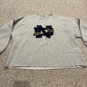 Vintage Notre Dame Crewneck Sweatshirt Sz XXL Gray Embroidered Plaid